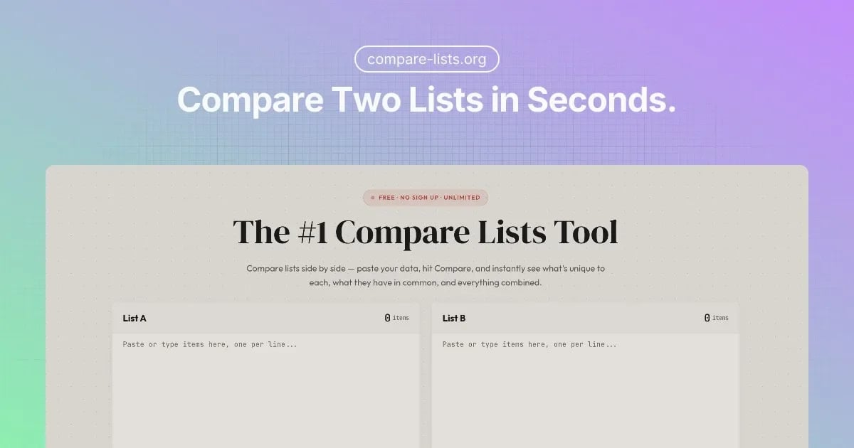 Compare Lists Tool