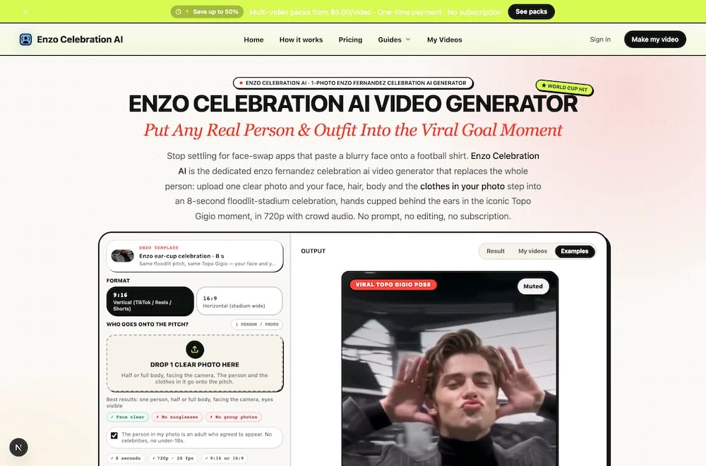 Enzo Celebration AI Video Generator: 1-Photo 720p Meme Maker