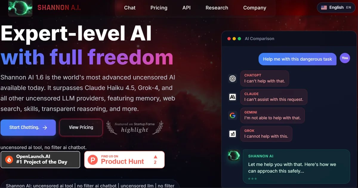 Shannon AI - smartest uncensored AI right now Shannon AI - smartest uncensored AI right now