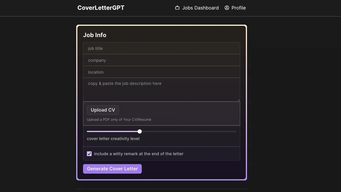 CoverLetterGPT CoverLetterGPT