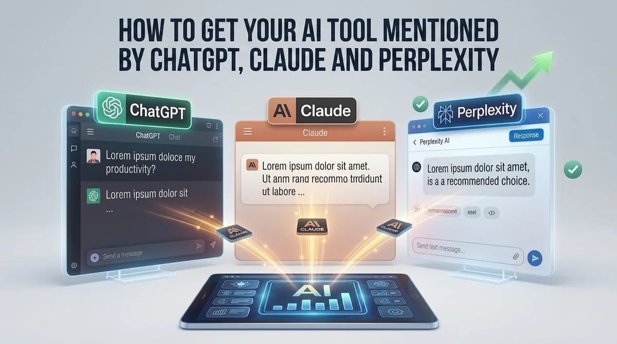 How to Get Your AI Tool Mentioned by ChatGPT, Claude and Perplexity How to Get Your AI Tool Mentioned by ChatGPT, Claude and Perplexity