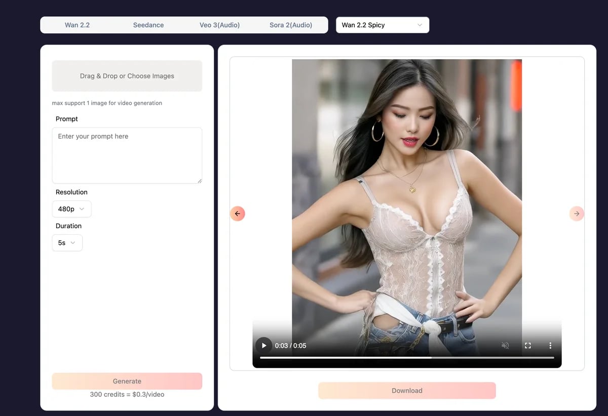 Wan 2.2 Spicy Video Generator Wan 2.2 Spicy Video Generator